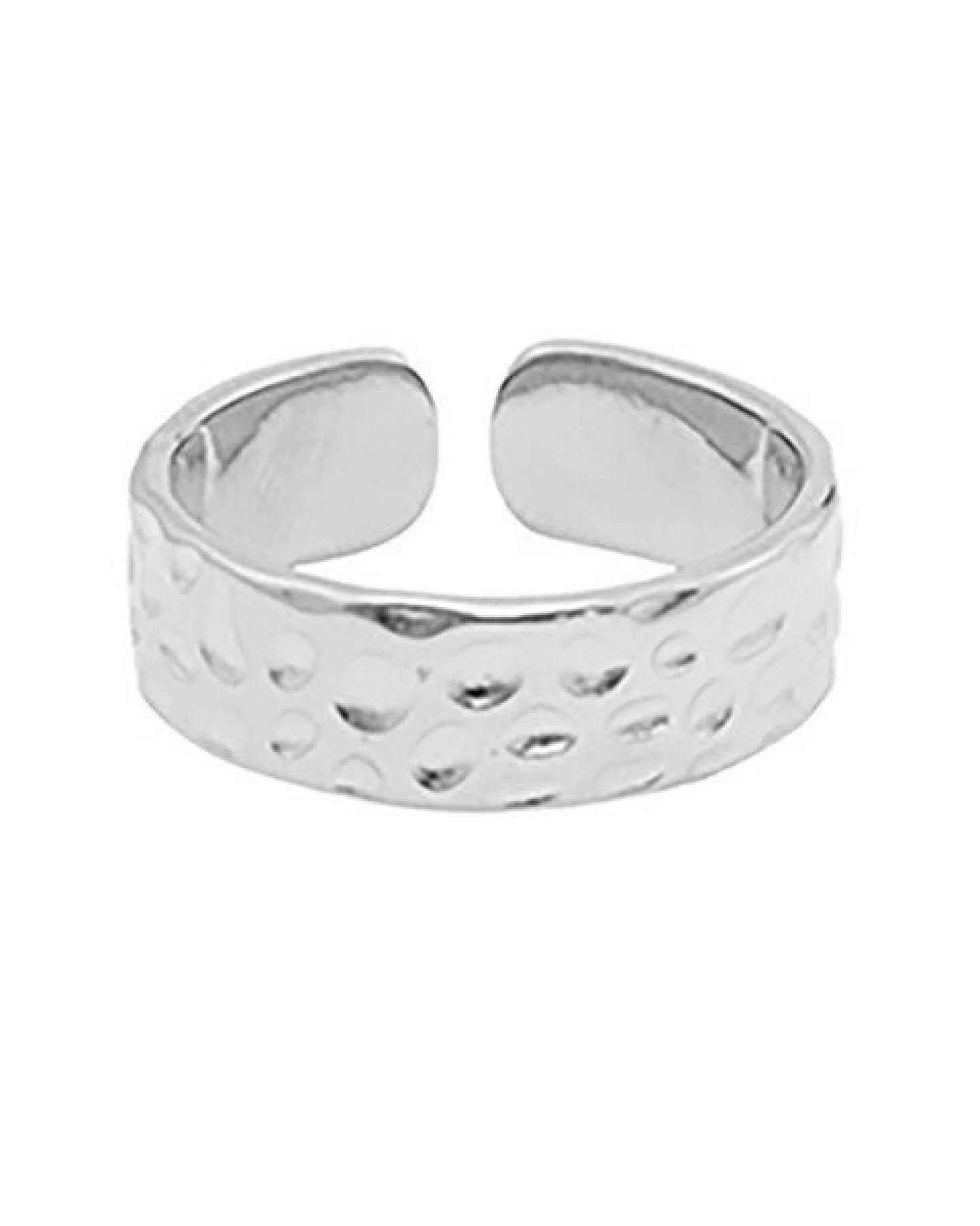Größenverstellbarer BOLD HAMMERED DOTS Ring ca. Ø 17 - 19mm von Elektropulli – Ansicht 4