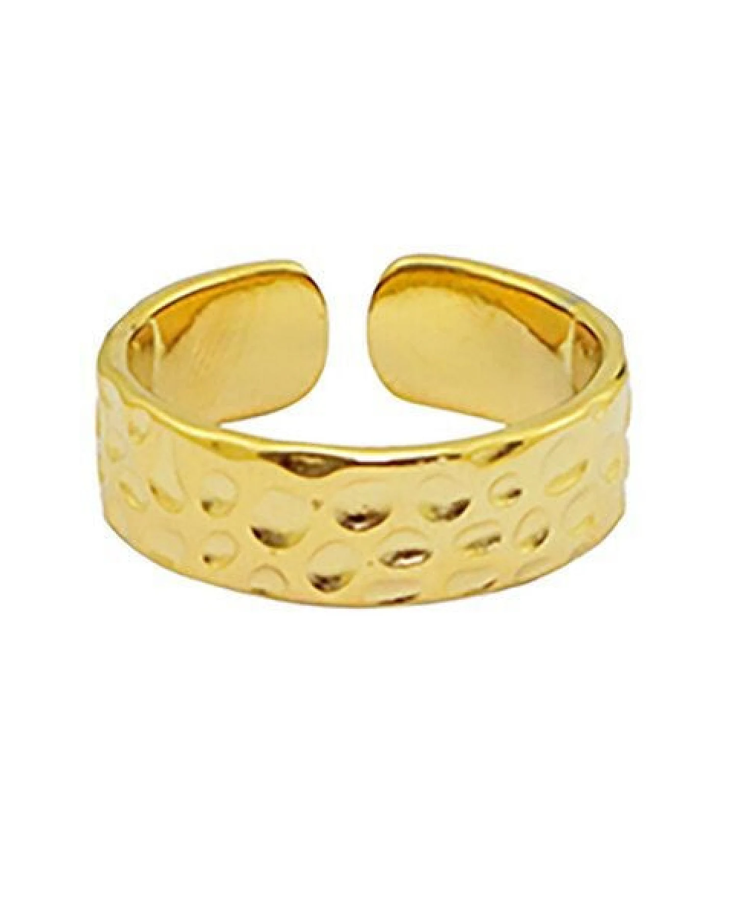 Größenverstellbarer BOLD HAMMERED DOTS Ring ca. Ø 17 - 19mm von Elektropulli – Ansicht 3