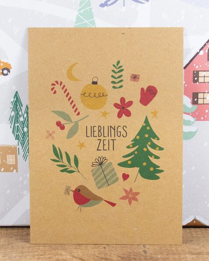 Bow & Hummingbird Postkarte Lieblingszeit, wahlweise mit Briefumschlag