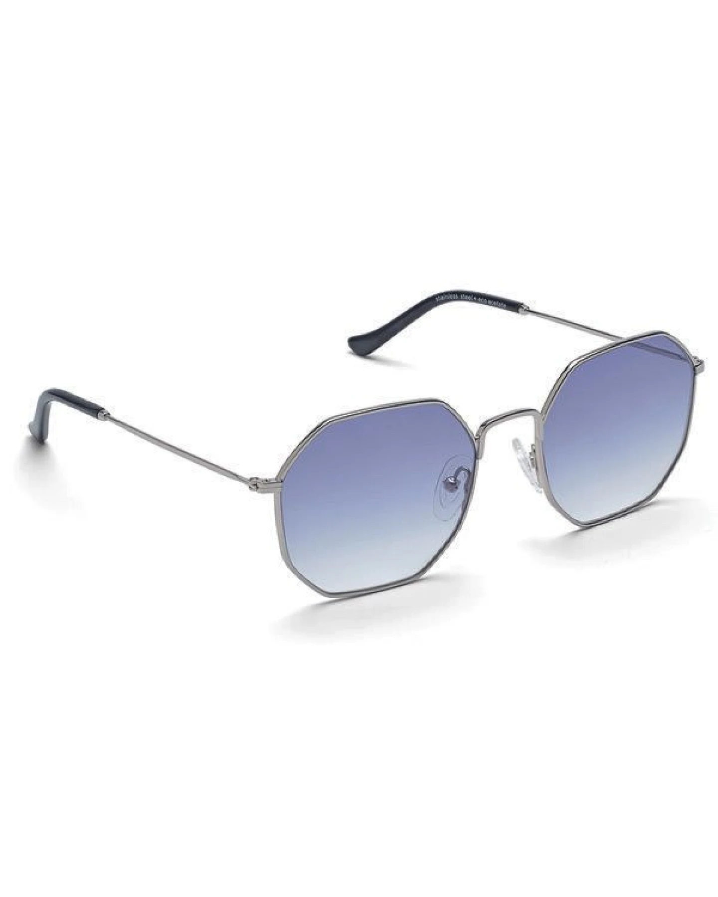 Take a Shot Achteck-Sonnenbrille Dorian Gray in Silber mit blauen Verlaufsgläsern – Ansicht 2