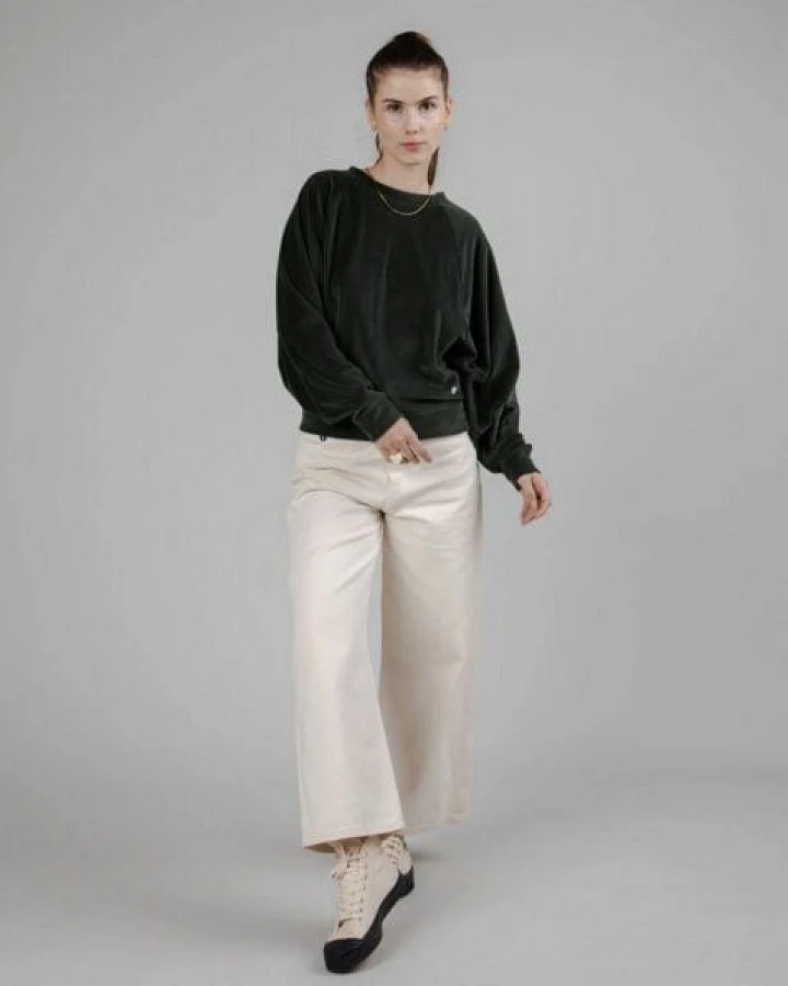 Brava Fabrics Velvet Raglan Sweatshirt Green