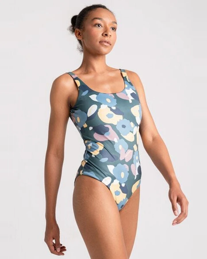 boochen Badeanzug Langeoog - wendbar mit Green Flower Print