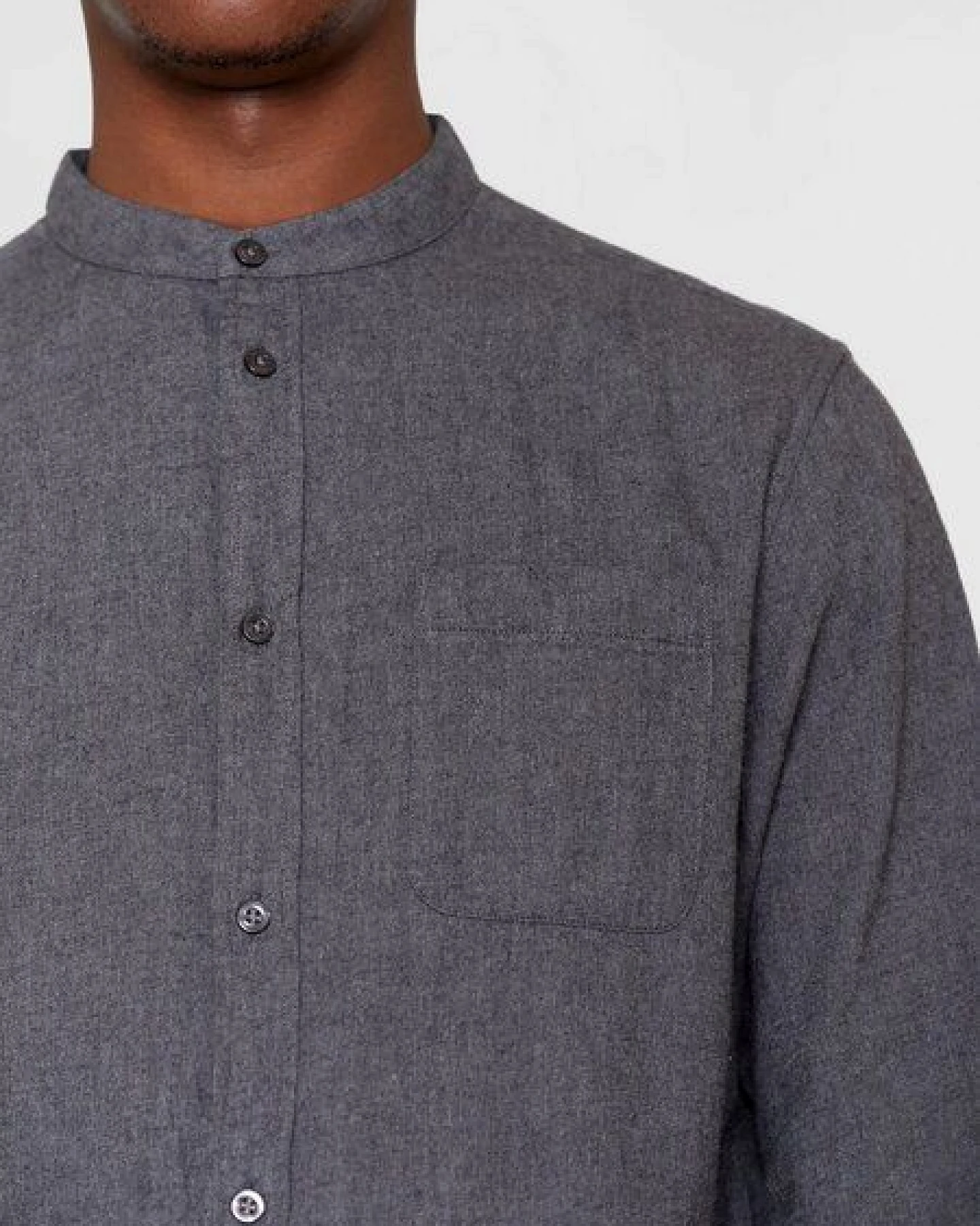 KnowledgeCotton Apparel weiches Flannelhemd - Melangé Flannel Stand Collar Shirt - aus biologisch angebauter Baumwolle – Ansicht 2