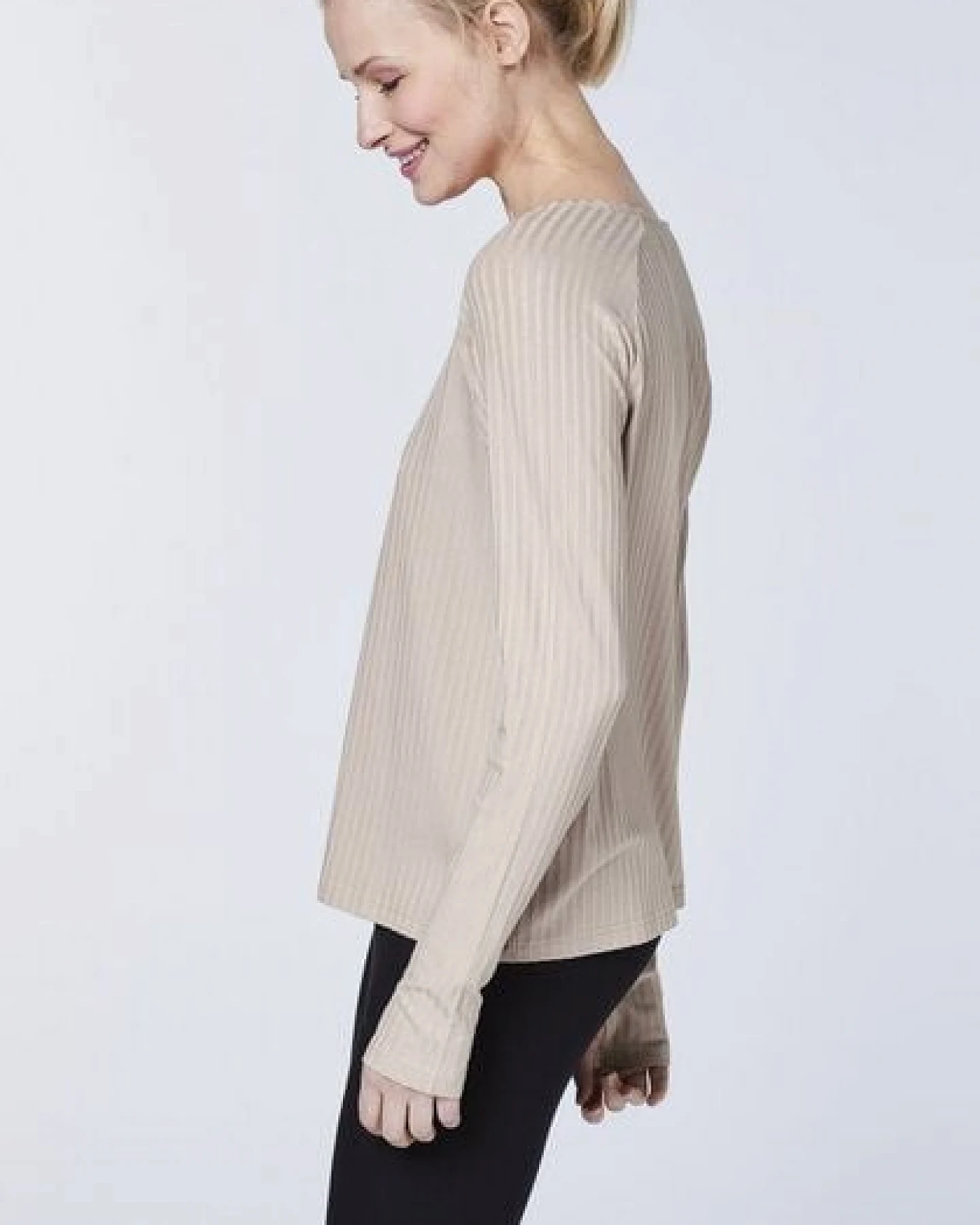 Detto Fatto Fein geripptes Longsleeve aus Viskose-Elasthanmix – Ansicht 4