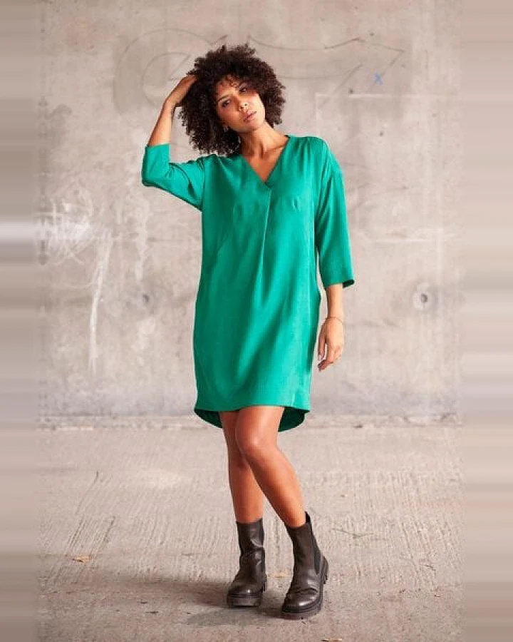 Tunika Barbados Tencel – Schlichter & eleganter Schnitt – 3/4-Ärmel – V-Ausschnitt – Bequeme Taschen – Fair produziert in EU – KOKOworld