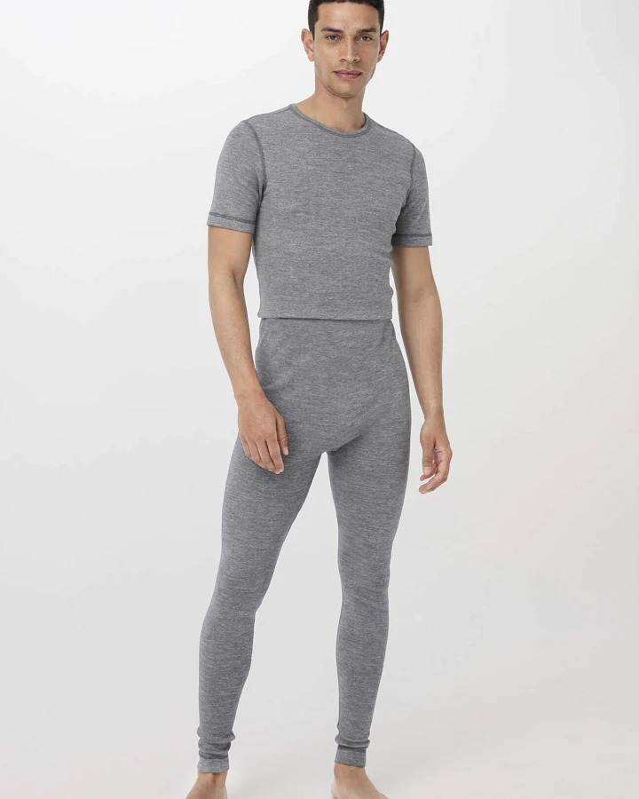 hessnatur Herren Leggings Regular aus Bio-Baumwolle mit Bio-Merinowolle und Seide - grau - Größe 4 = S