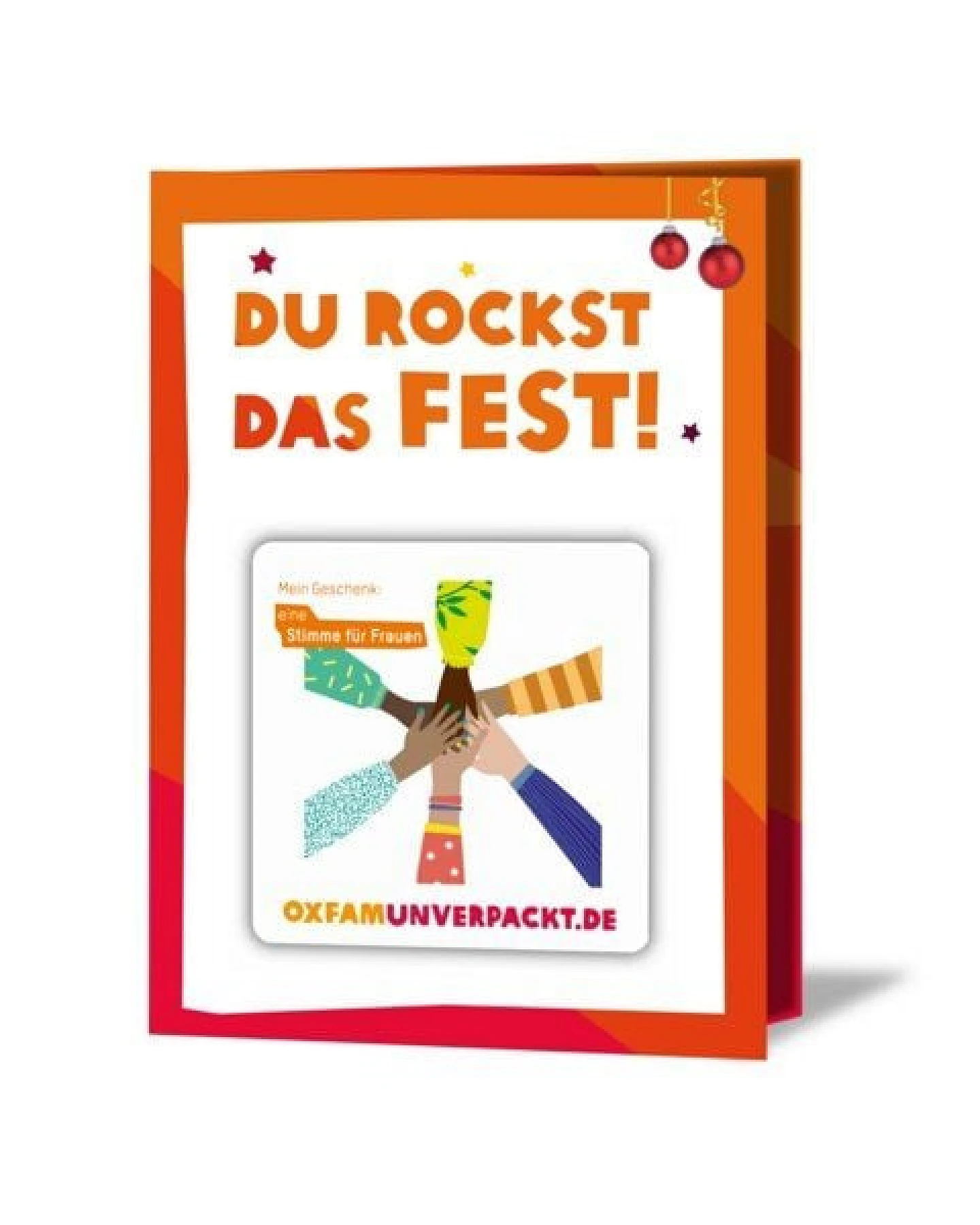 OxfamUnverpackt Spenden-Geschenk "Frauenpower" (Weihnachtskarte mit Magnet) – Ansicht 2