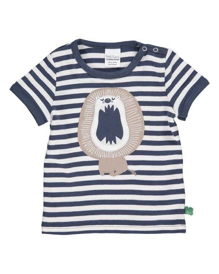 Fred's World by Green Cotton "Green Cotton" Streifen-T-Shirt blau/weiß Löwe
