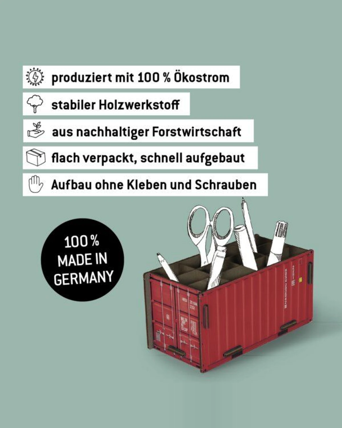 WERKHAUS Container Stiftebox - rot - aus Holz – Ansicht 3