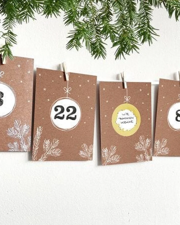 renna deluxe RUBBEL Adventskalender, DIY zum Rubbeln, GOLD, Bastelset 97 Teile