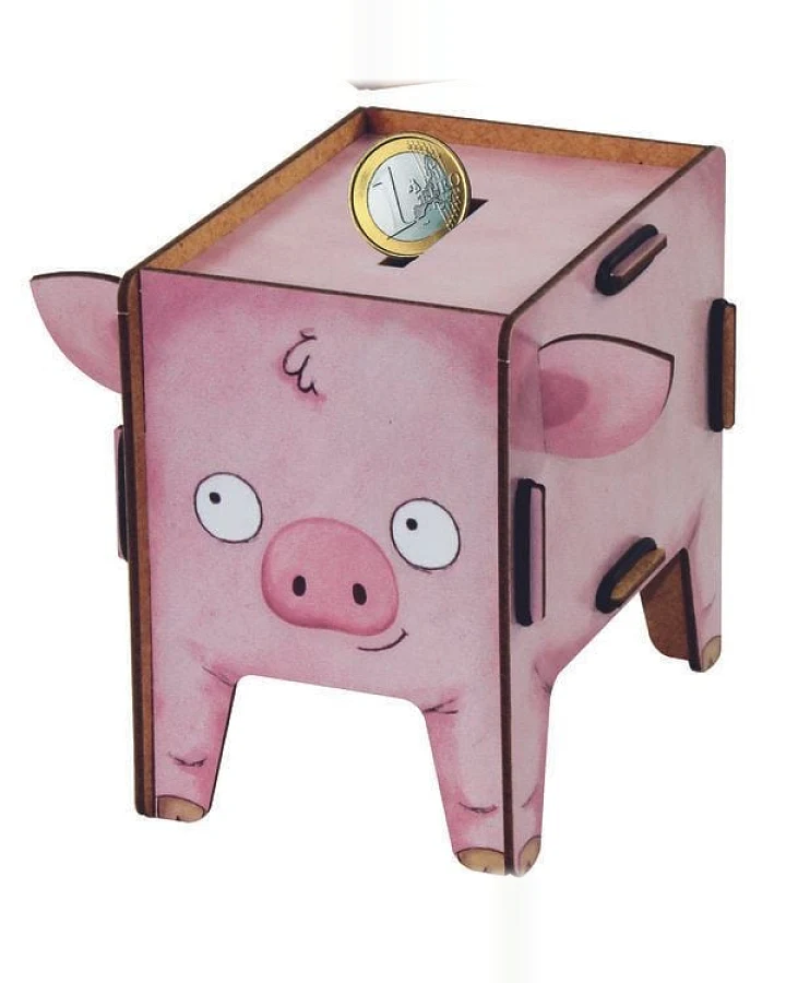 Produktseite: WERKHAUS Spardose Vierbeiner - Schwein aus Holz