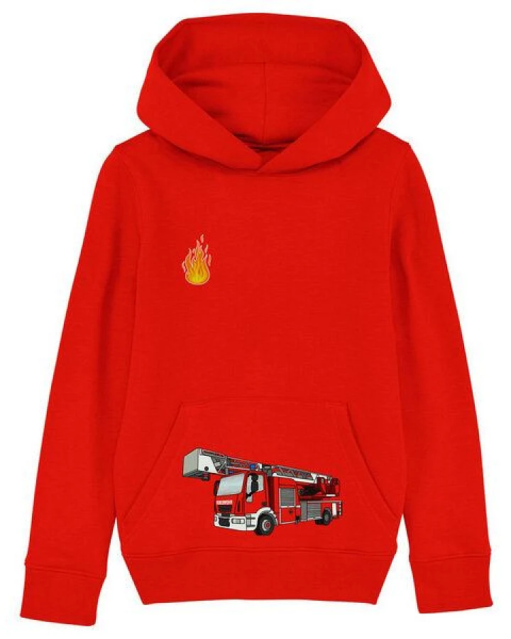 Spangeltangel Kinder-Hoodie "Feuerwehr" rot