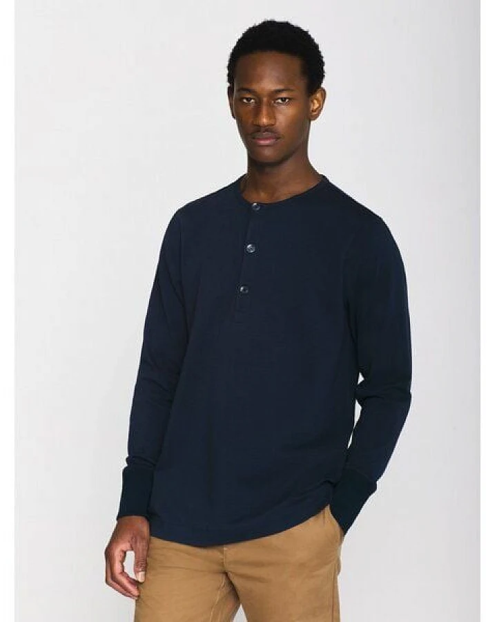 KnowledgeCotton Apparel Sweatshirt - BO long sleeve henley - aus Bio-Baumwolle