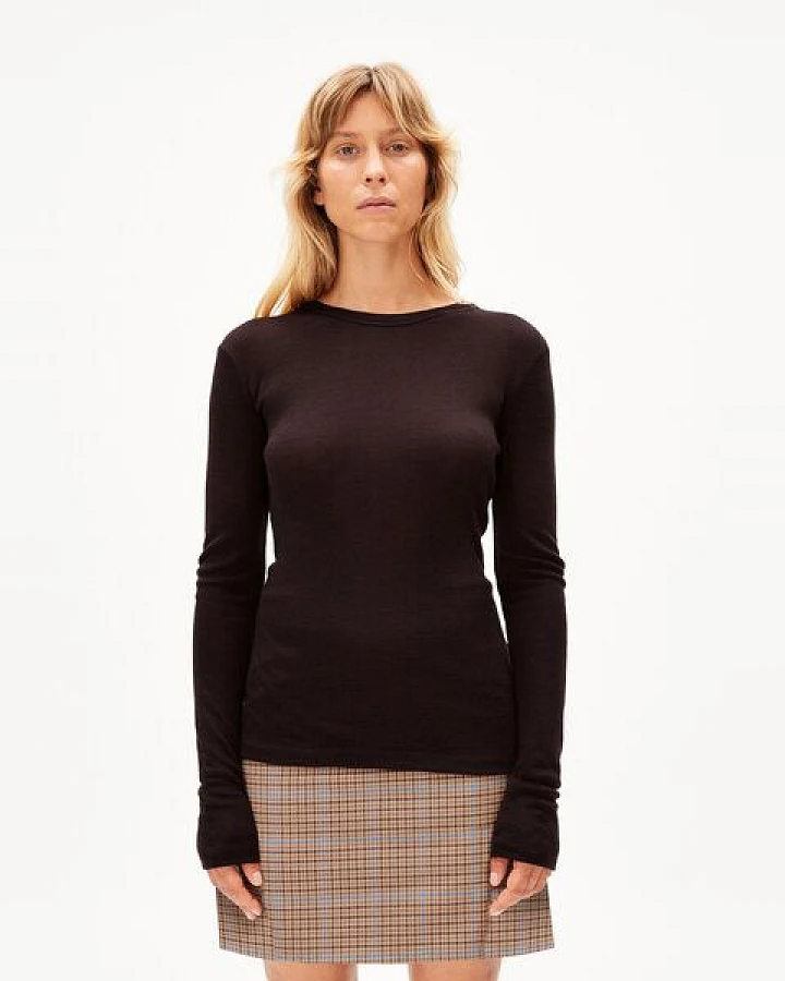 ARMEDANGELS MARIAA ANNAA - Damen Longsleeve Slim Fit aus TENCEL Lyocell-Woll Mix