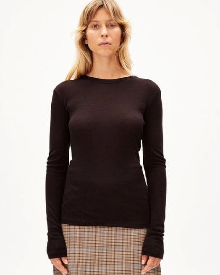 ARMEDANGELS MARIAA ANNAA - Damen Longsleeve Slim Fit aus TENCEL Lyocell-Woll Mix