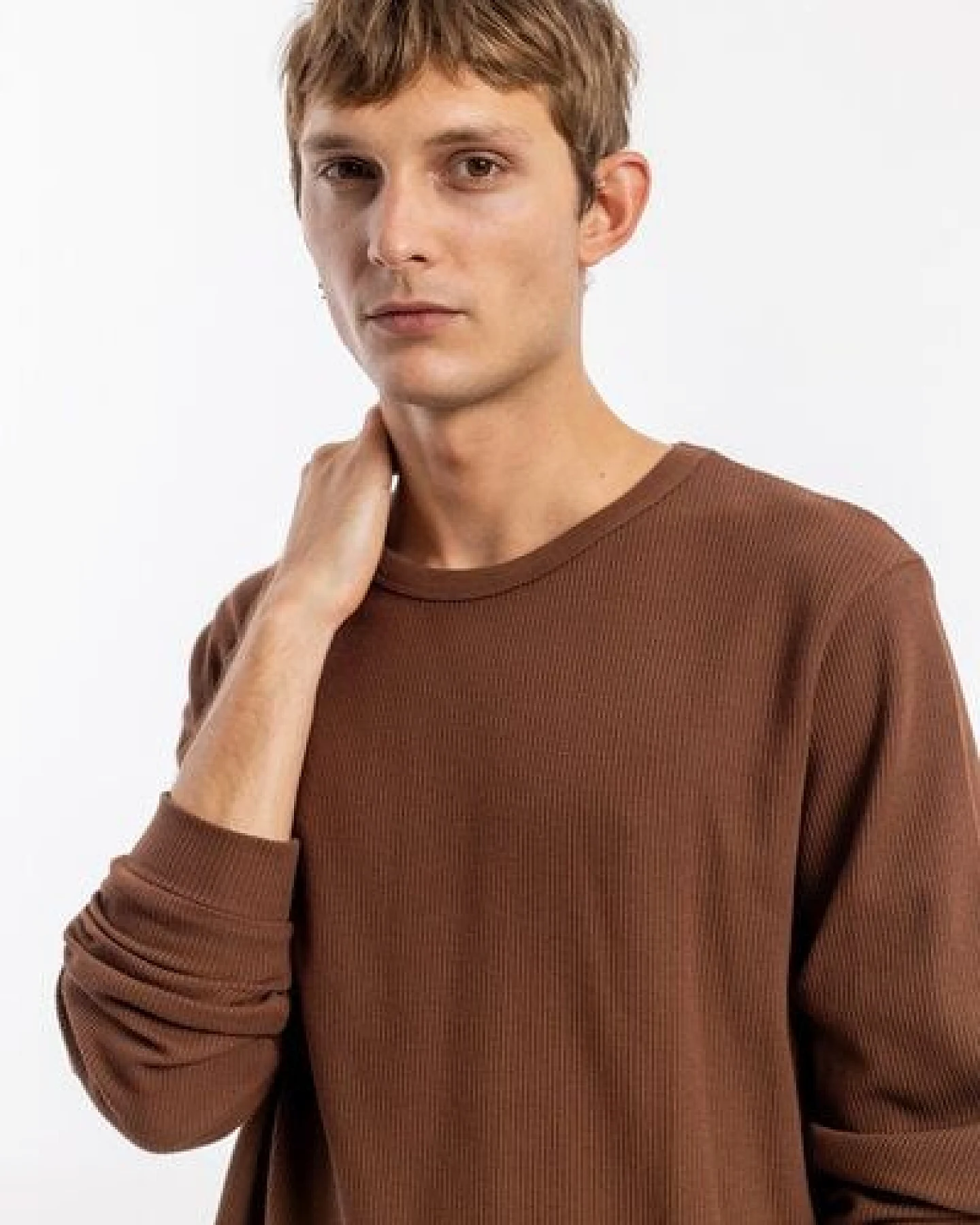 Rotholz Waffel Longsleeve aus Bio-Baumwolle – Ansicht 3