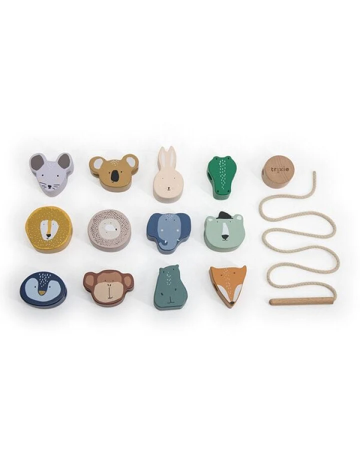 Trixie – WOODEN ANIMAL LACING BEADS - Fädelspiel aus Holz mit Tierfiguren