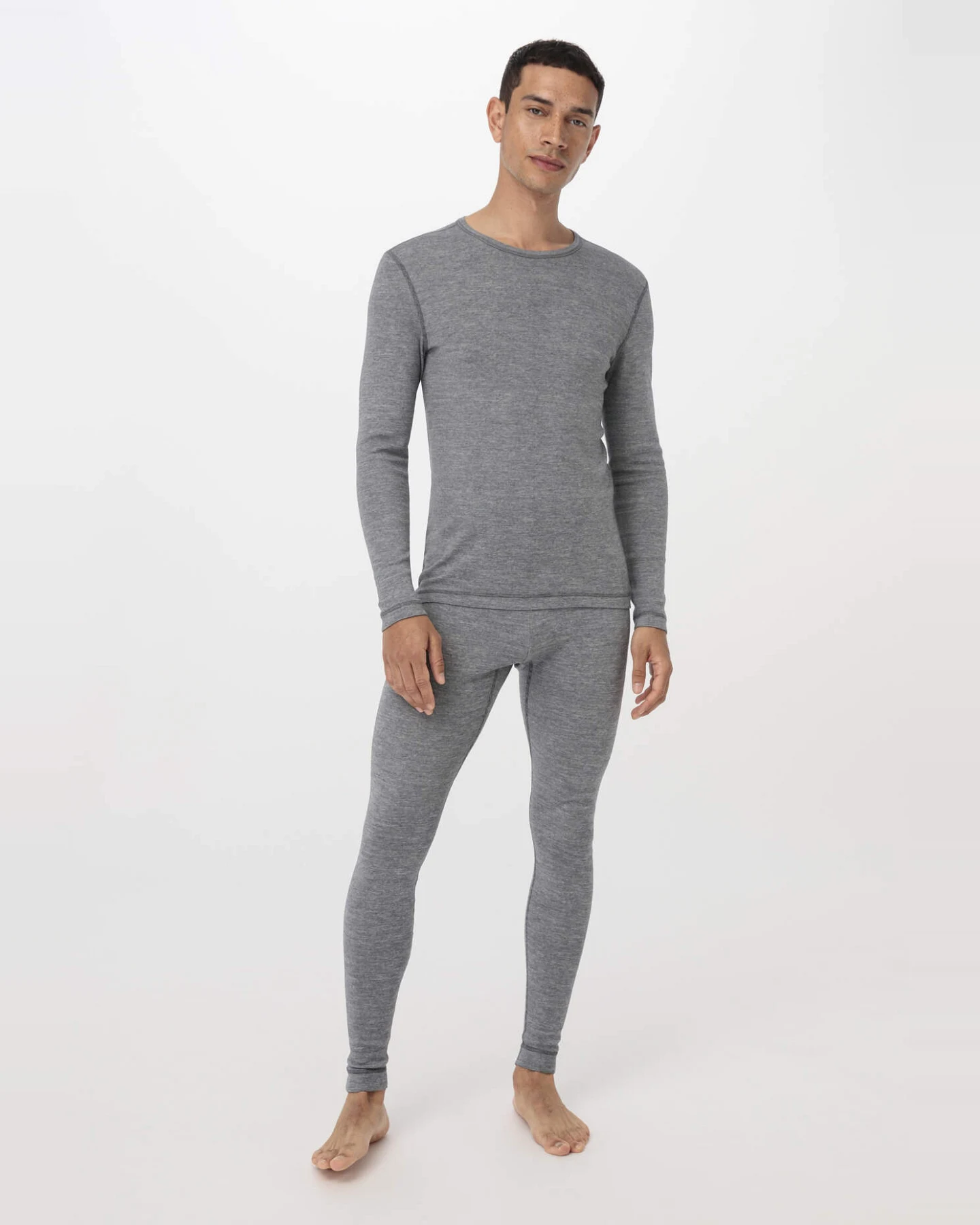 hessnatur Herren Longsleeve PURE FUNCTION mit Bio-Merinowolle und Seide - grau - Größe 7 = XL – Ansicht 2