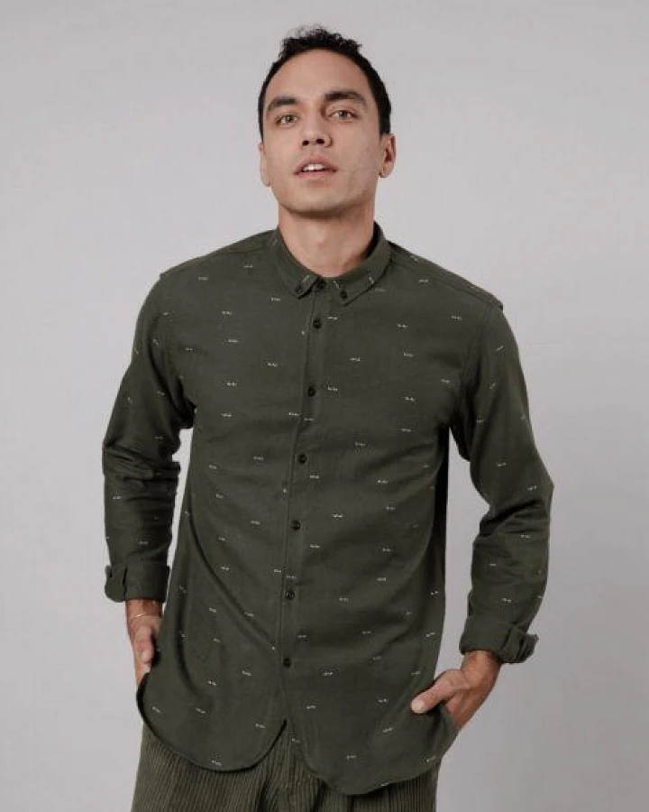 Brava Fabrics Eyes Flannel Regular Shirt Kakhi