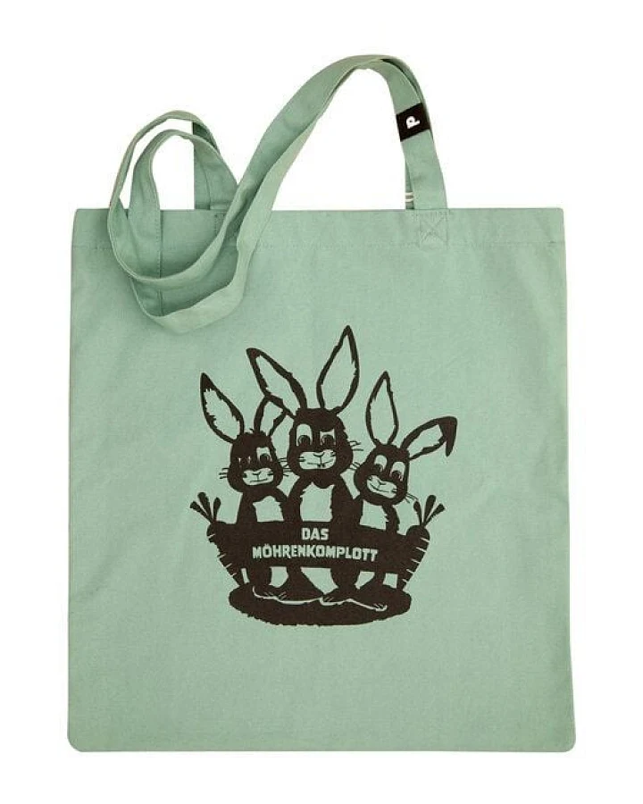 päfjes Feste Baumwolltasche /Bio - Hasen/Möhrenkomplott - Mint