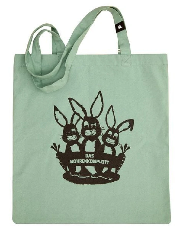 päfjes Feste Baumwolltasche /Bio - Hasen/Möhrenkomplott - Mint