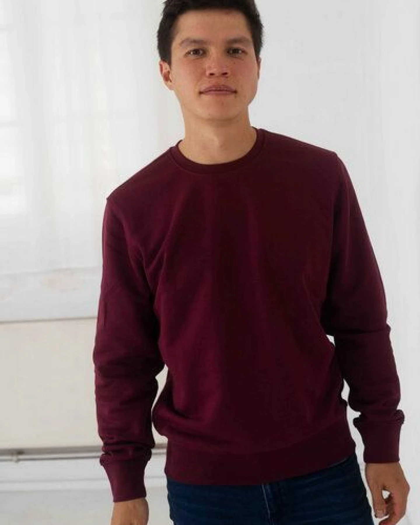 Kultgut Pro Planet Biobaumwolle & Upcycling - Supersoft Sweatshirt - Pullover /Weinrot – Ansicht 2