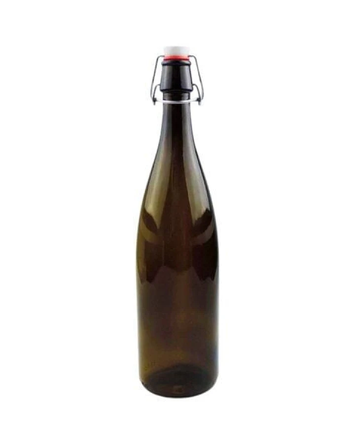 mikken Ölflasche mit Bügelverschluss 1000 ml Glasflasche braun