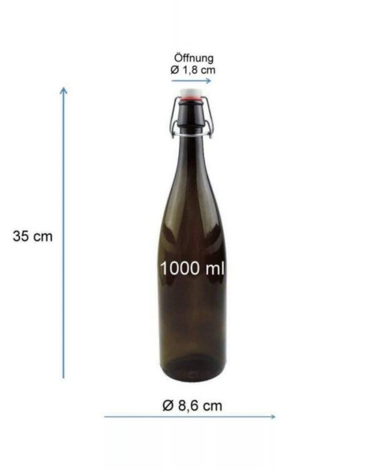 mikken Ölflasche mit Bügelverschluss 1000 ml Glasflasche braun – Ansicht 2