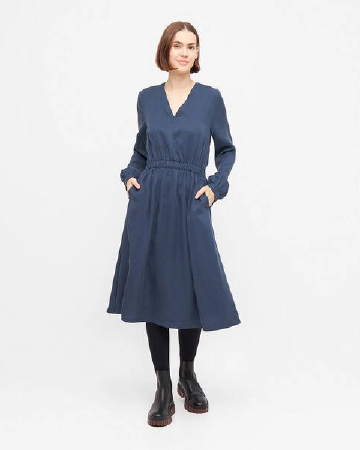 WiDDA berlin langärmeliges Kleid VARBO in Rauchblau aus TENCEL® – Ansicht 2