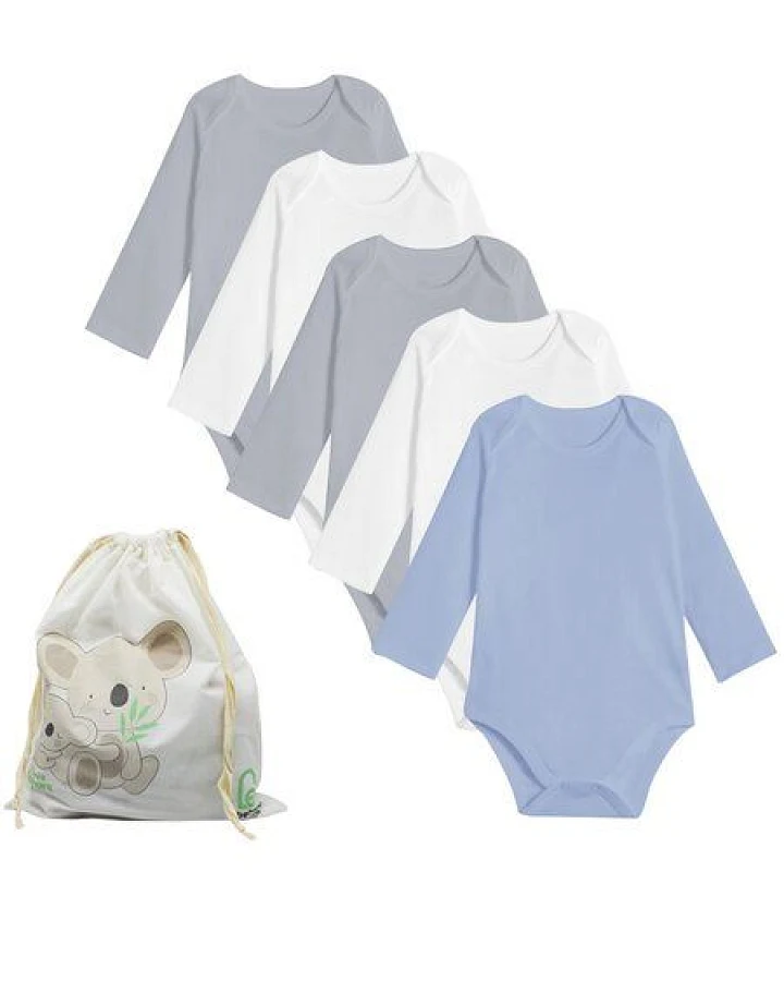 Biorganic 5er-Pack Baby Body Unisex Langarm, GOTS-zertifiziert