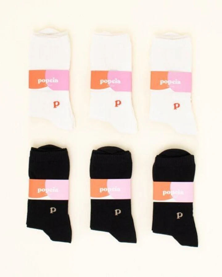 Gemischtes Set: Weiße & Schwarze Socken "popeia" aus Bio-Baumwolle