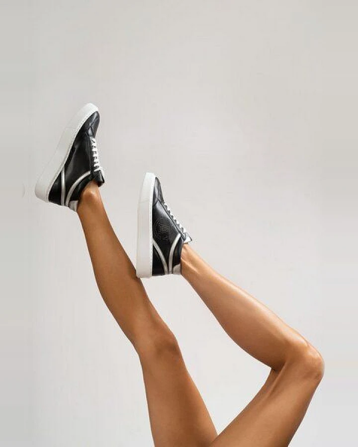 AGAZI BLANKA (black) - grape leather sneakers (vegan, plant-based)
