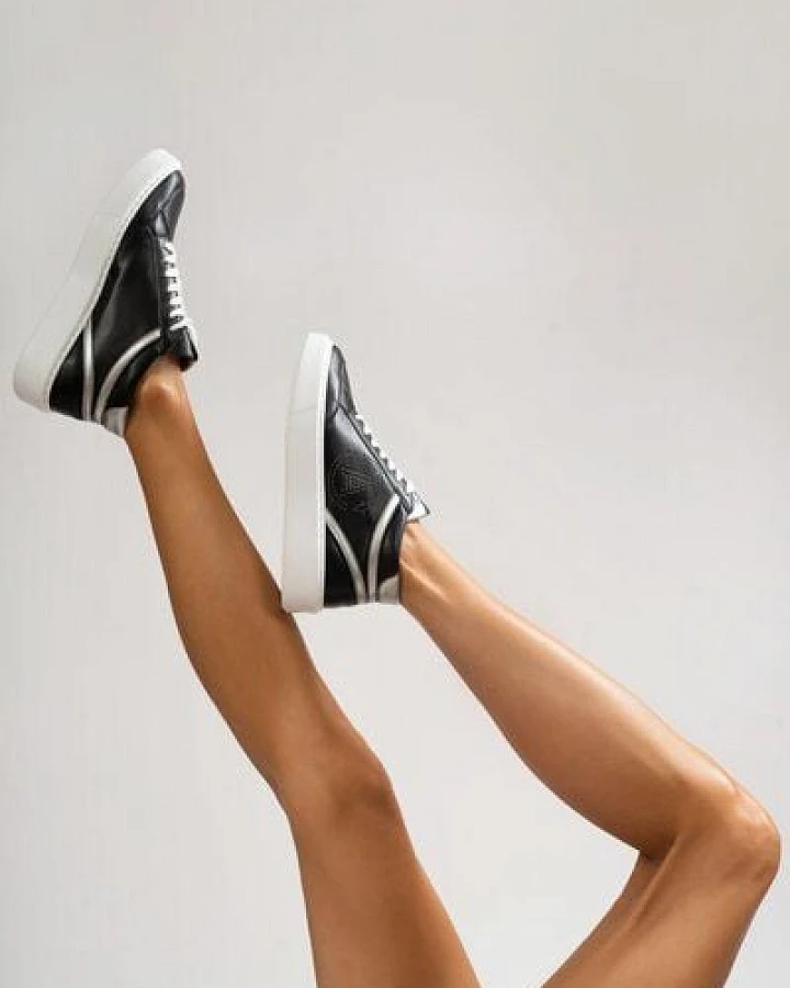 AGAZI BLANKA (black) - grape leather sneakers (vegan, plant-based)