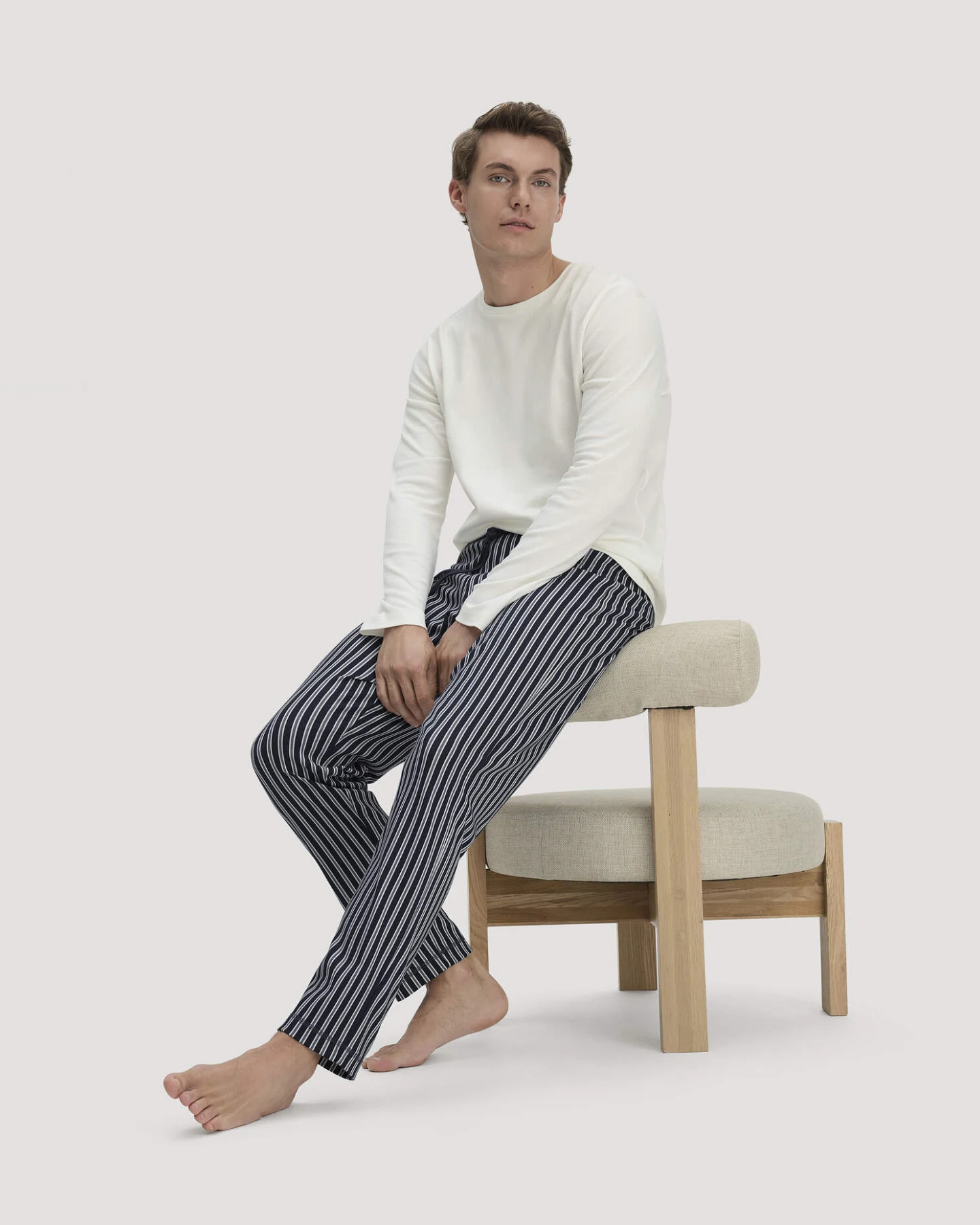 hessnatur Herren Schlafhose Relaxed aus Bio-Baumwolle - blau - Größe 46 – Ansicht 2
