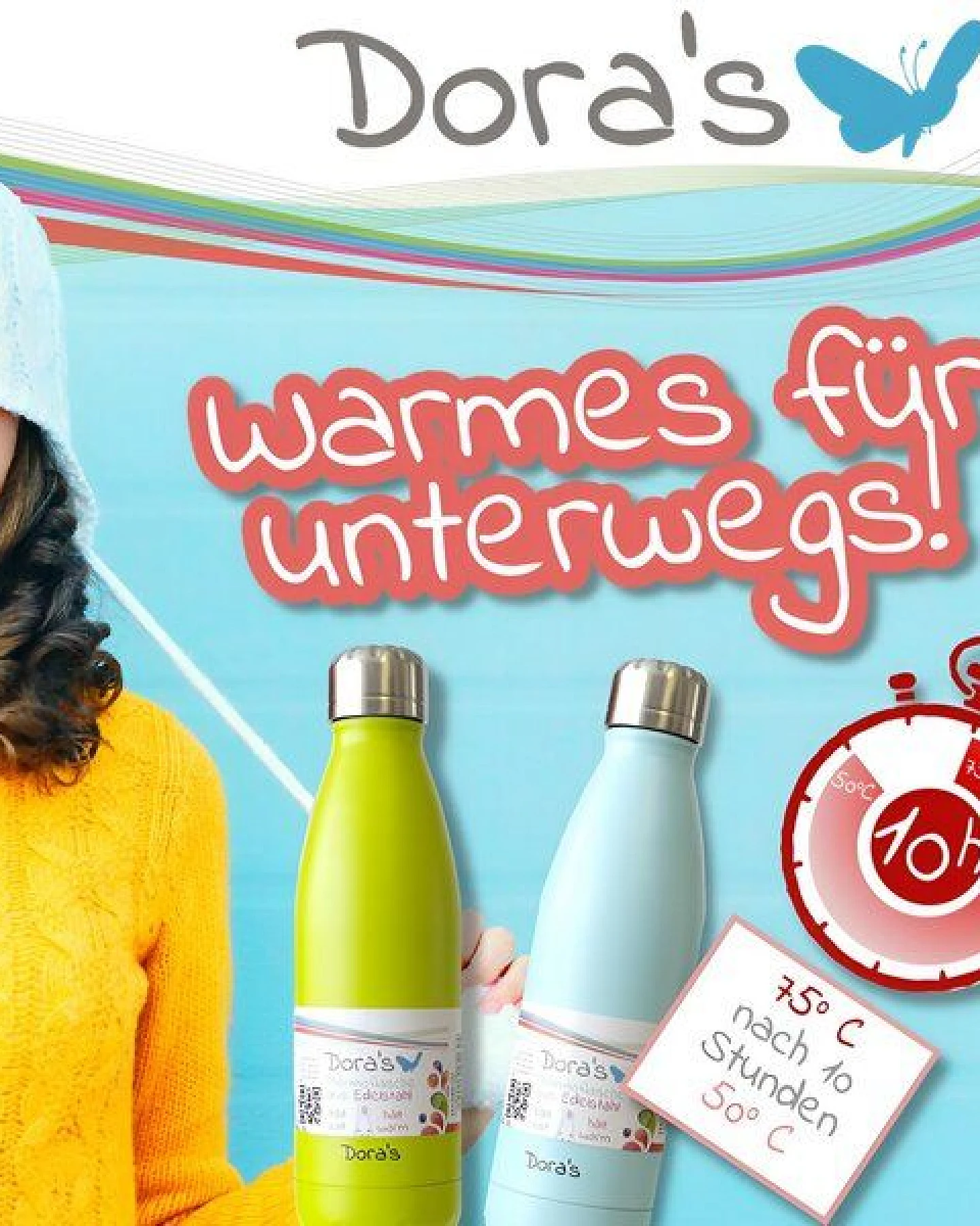 Dora's Dora’s Thermobecher "Weiß" (360ml) – Einhandverschluss – Edelstahl & Vakuumisoliert – Ansicht 3