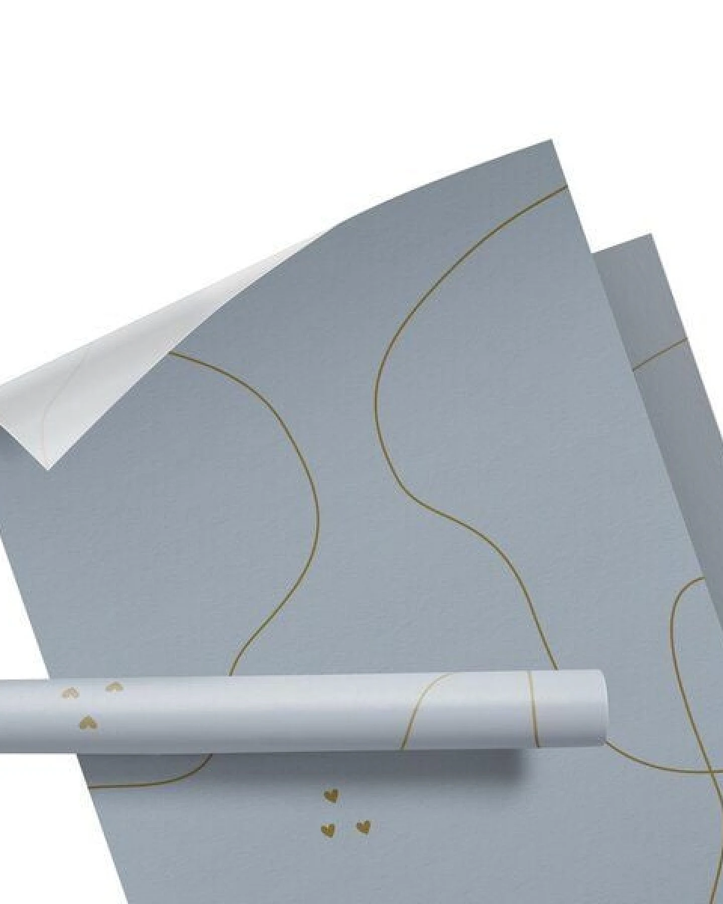 Fines Papeterie 10m Seidenpapier HELLBLAU mit goldfarbenen Linien* auf Rolle * Geschenkpapier * Packseide – Ansicht 3