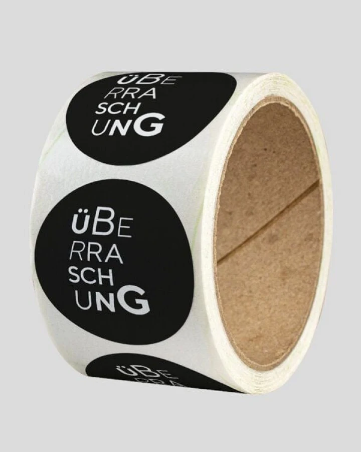 Fines Papeterie 50 schwarze Sticker * Überraschung * Geschenkaufkleber * 4cm rund * Naturpapier