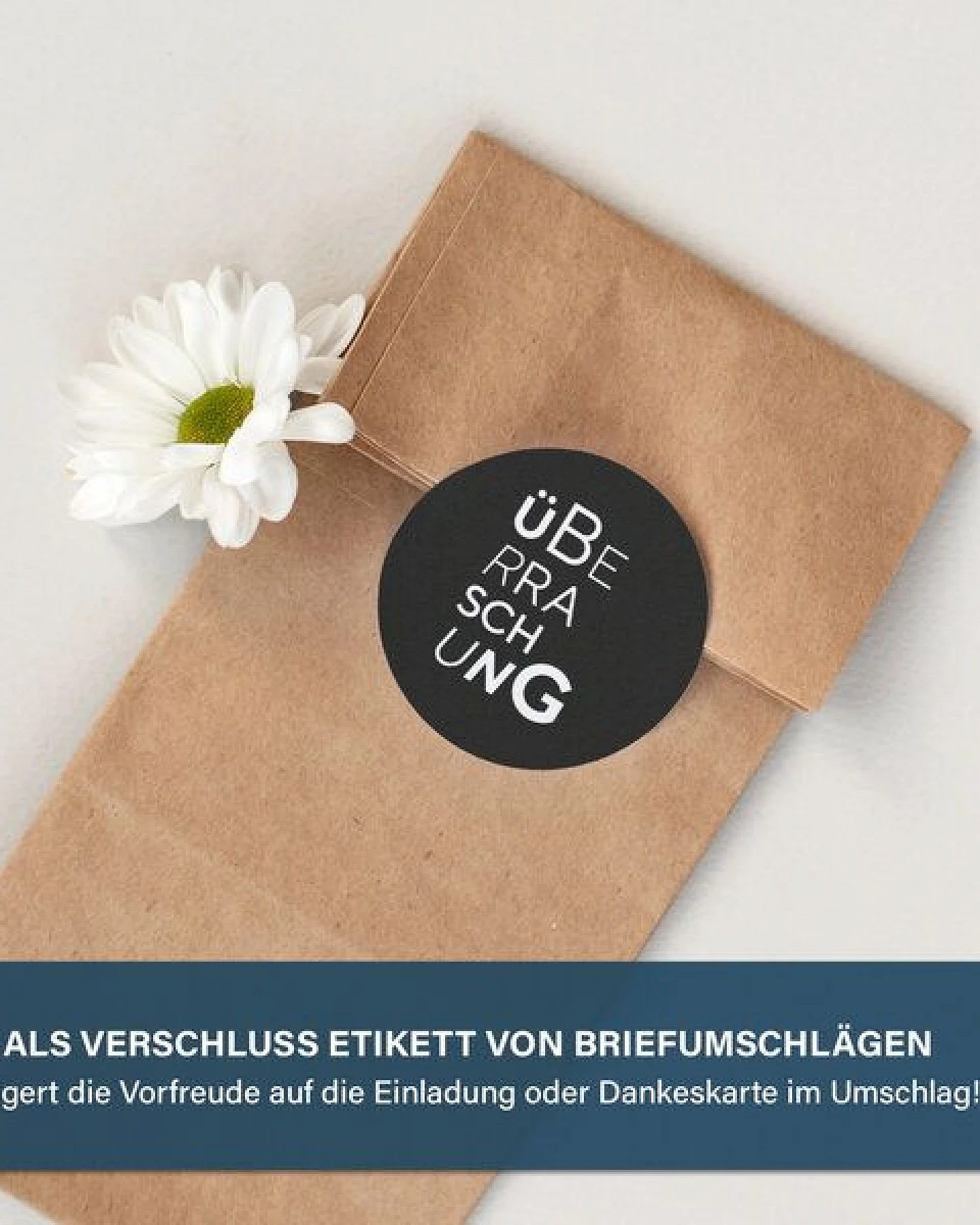 Fines Papeterie 50 schwarze Sticker * Überraschung * Geschenkaufkleber * 4cm rund * Naturpapier – Ansicht 2