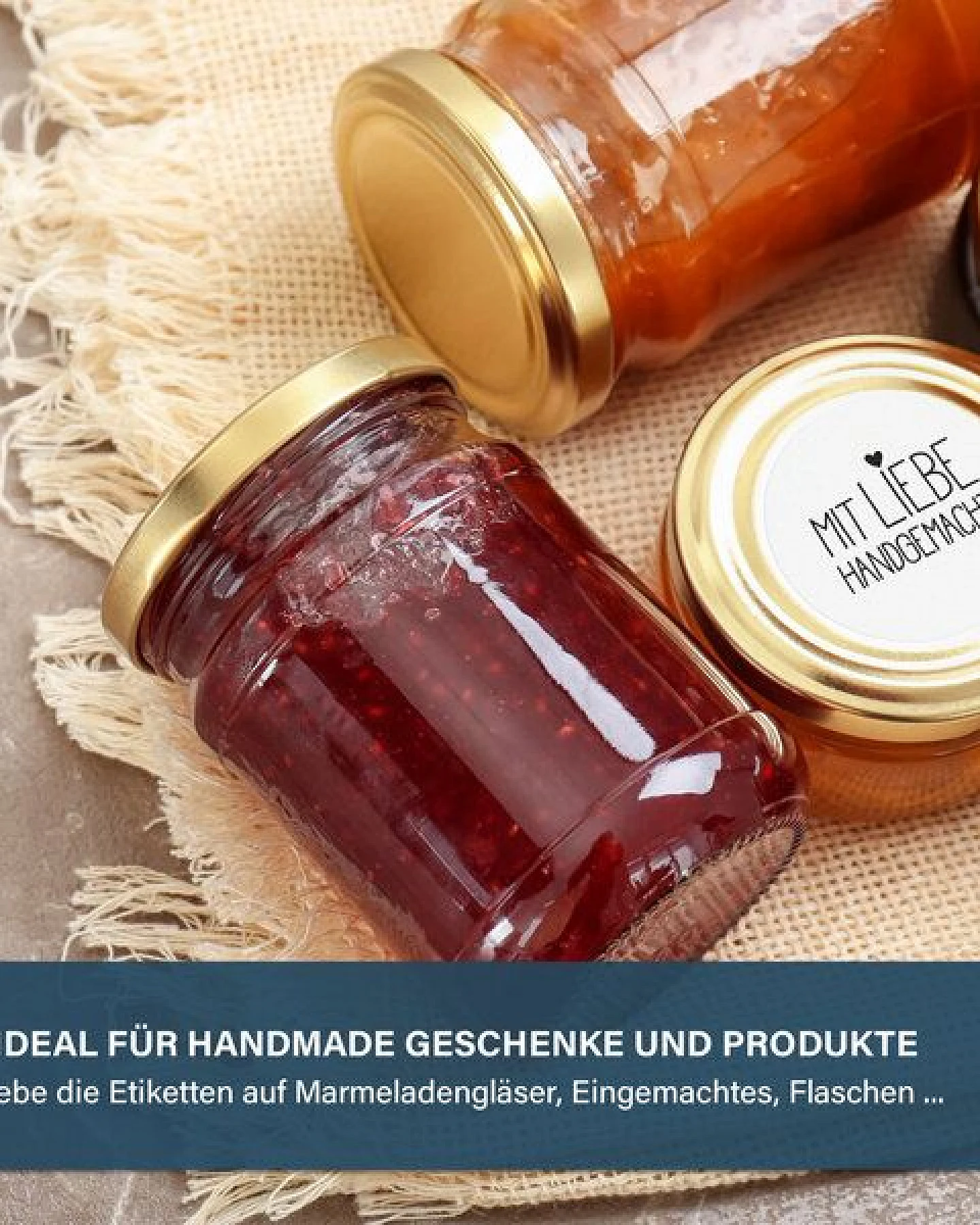 Fines Papeterie ab 50 Aufkleber * Mit Liebe handgemacht * für Geschenke und Verpackungen * 4cm rund * Naturpapier * auf Rolle – Ansicht 3