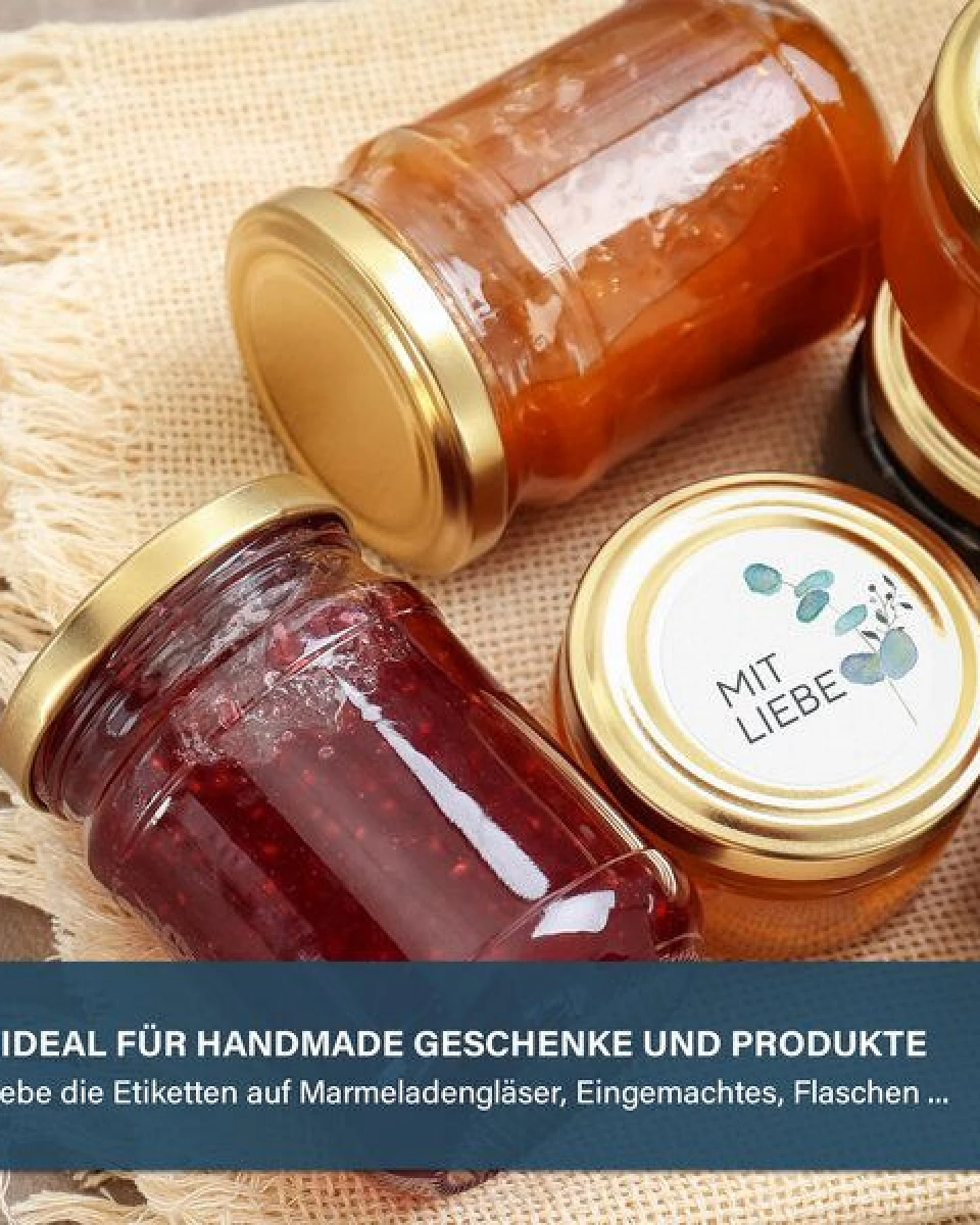 Fines Papeterie ab 50 Geschenkaufkleber * Mit Liebe * mit Eukalyptuszweig * 4cm rund * Naturpapier * auf Rolle – Ansicht 3
