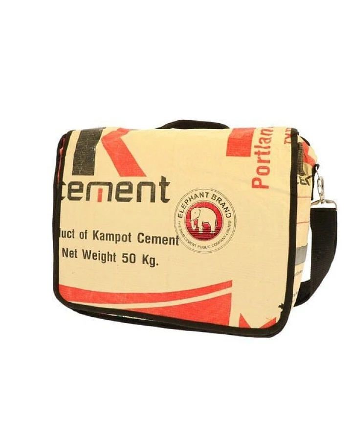 MoreThanHip Einzelne Fahrradtasche/Laptop-Tasche aus recycelten Zementsäcken - Vannak