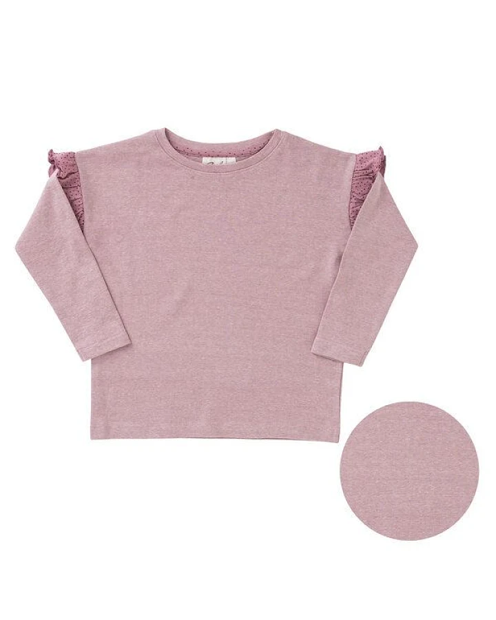 People Wear Organic Langarmshirt, rosa melange/gepunktet, aus 100% Baumwolle (Bio)
