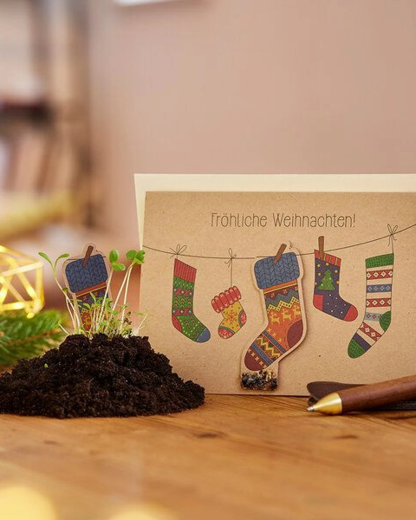 Die Stadtgärtner Weihnachtskarte zum Einpflanzen mit Socken-Motiv inkl. Umschlag – Ansicht 2