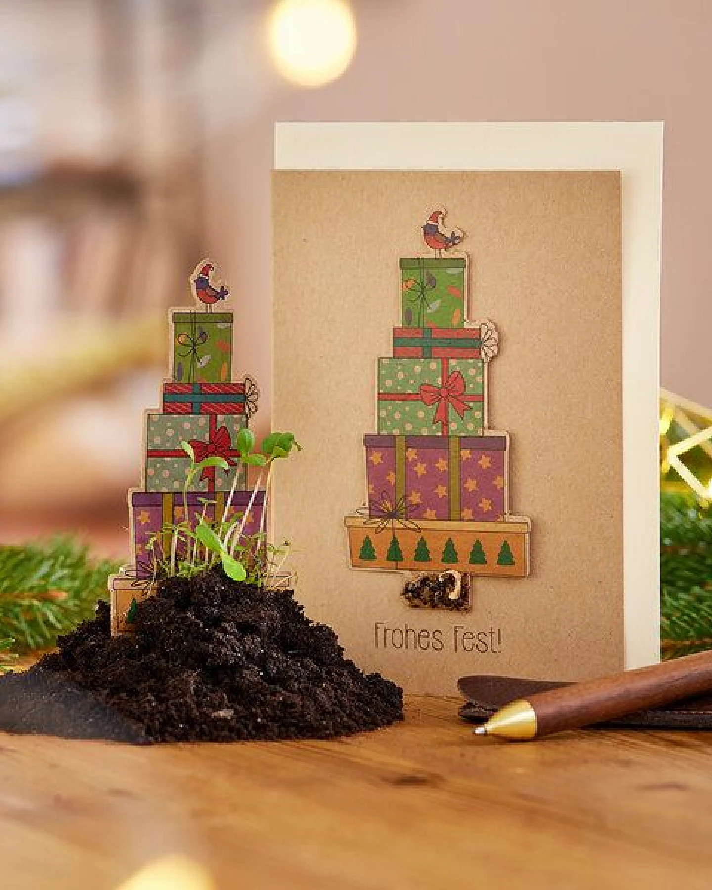 Die Stadtgärtner Weihnachtskarte zum Einpflanzen mit Geschenk-Motiv inkl. Umschlag – Ansicht 2