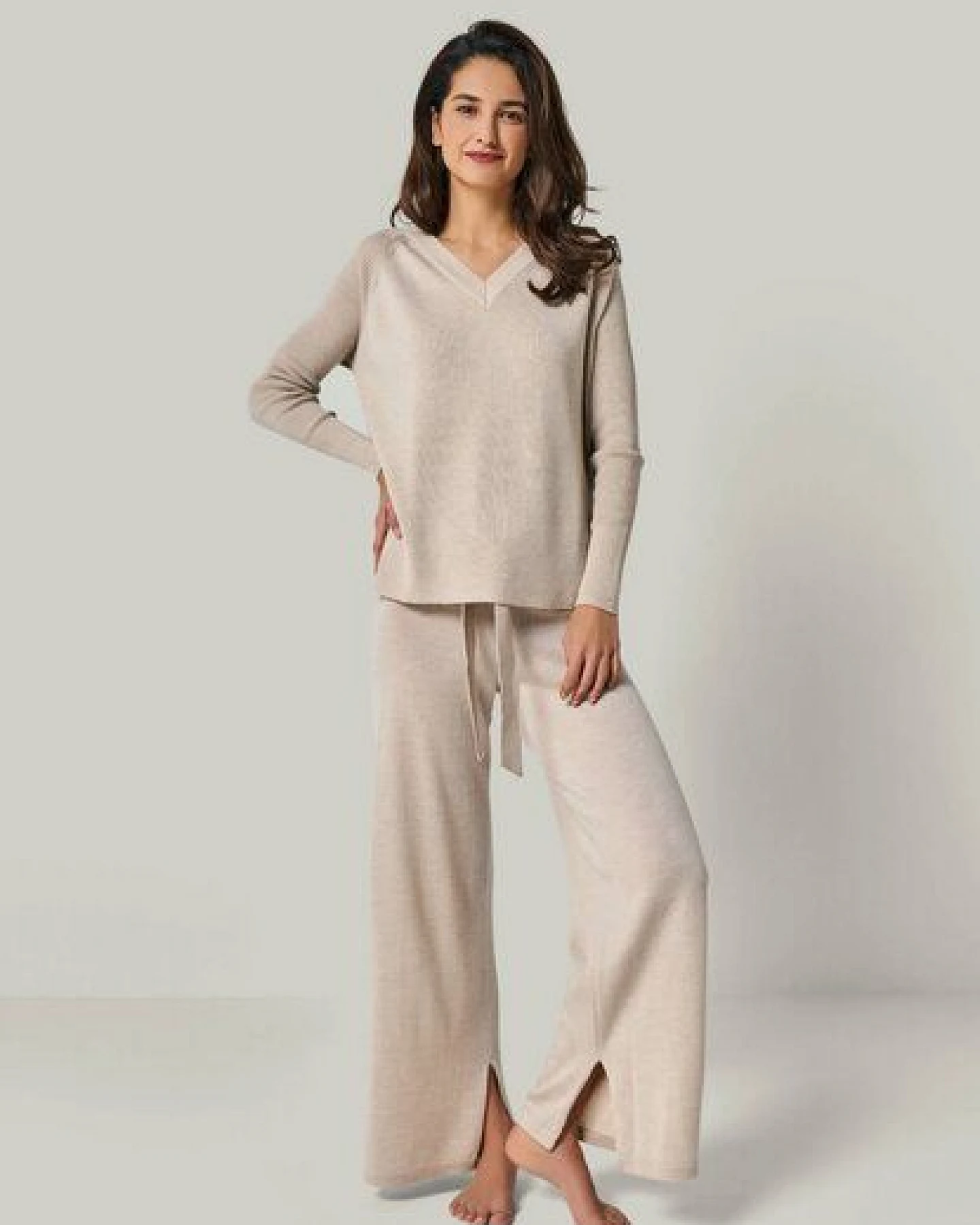 YOU LOOK PERFECT 100% Merino Strickpullover mit V-Ausschnitt "Dorina" – Ansicht 4