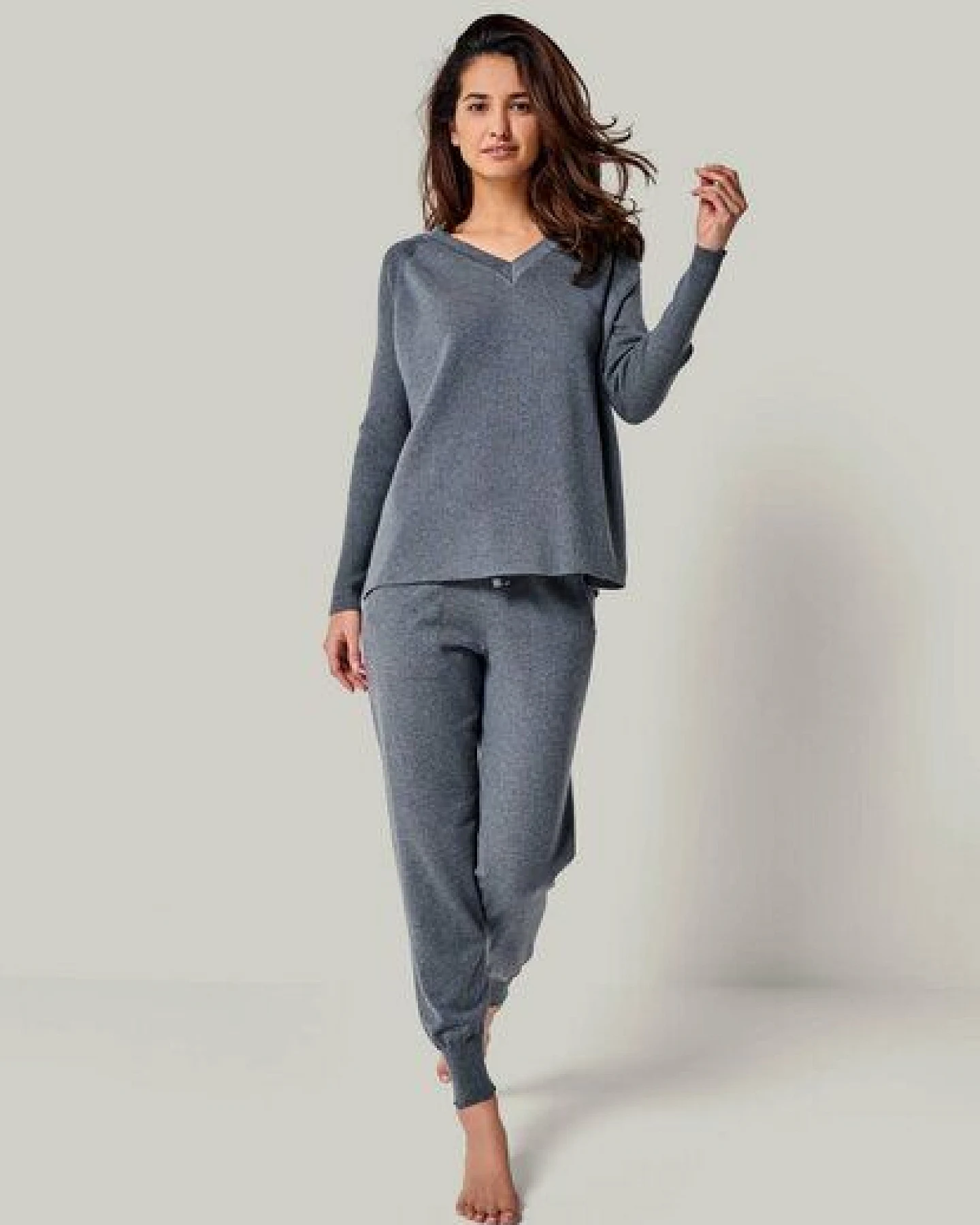 YOU LOOK PERFECT 100% Merino Strickpullover mit V-Ausschnitt "Dorina" – Ansicht 3