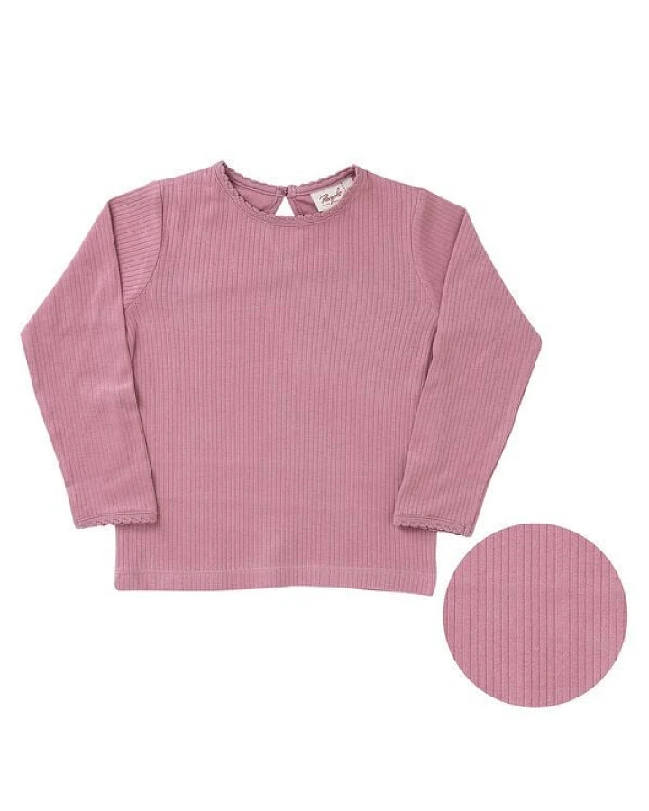 People Wear Organic Langarmshirt in Rippoptik, rosa, aus Baumwolle (Bio)