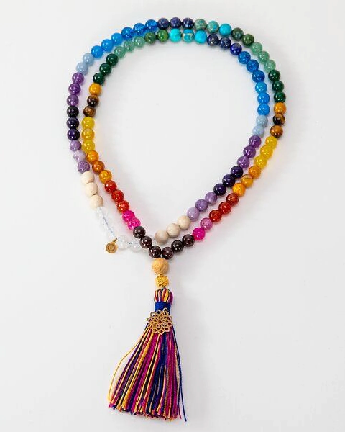 Divasya Mala Kette "Rainbow Chakra" aus 20 verschiedenen, bunten Kristallen – Ansicht 2