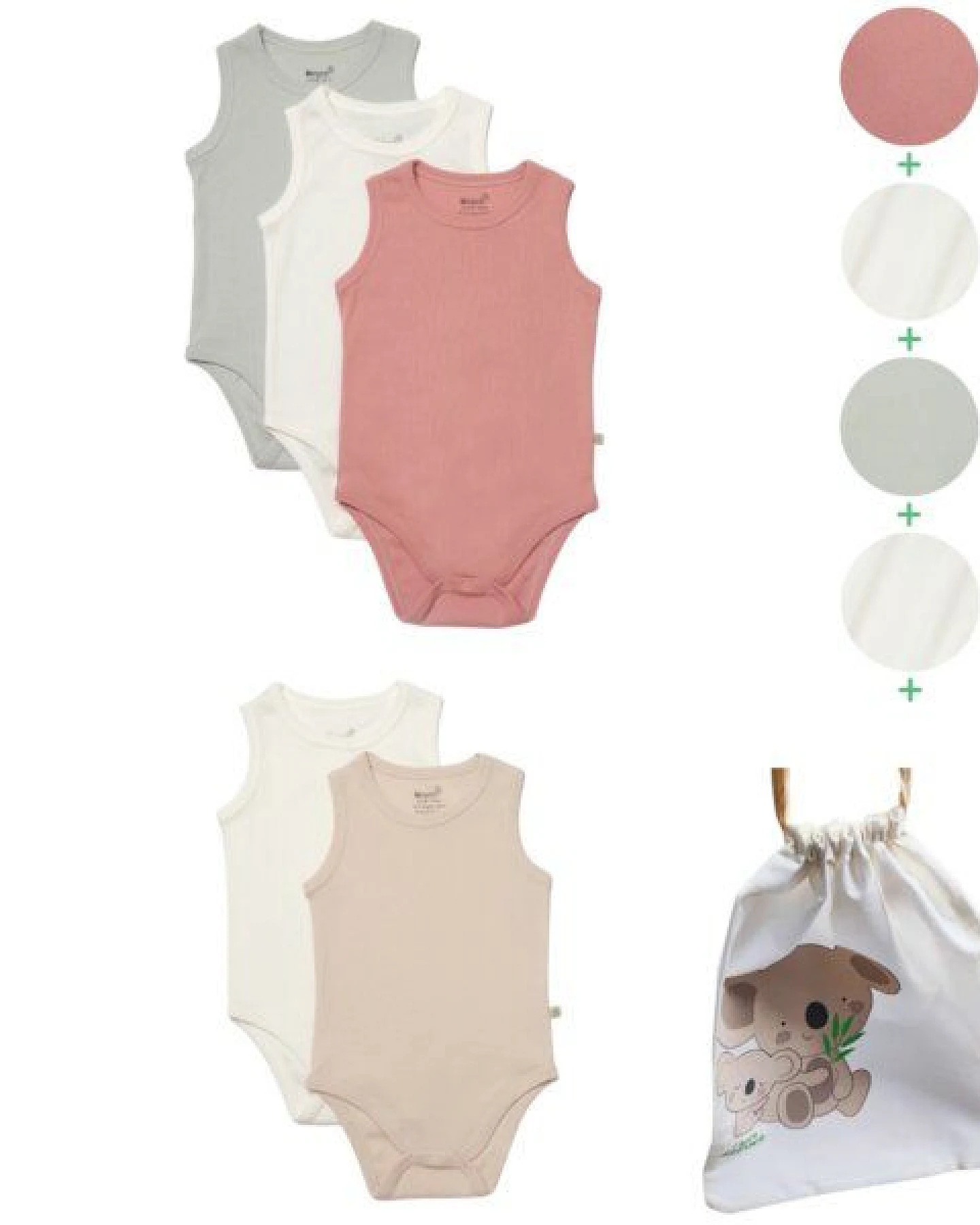 Biorganic 5er-Pack Baby Body Unisex Ärmellos für Jungen und Mädchen, 100% Bio-Baumwolle, GOTS-zertifiziert, mit praktischen Druckknöpfen im Schritt – Ansicht 3