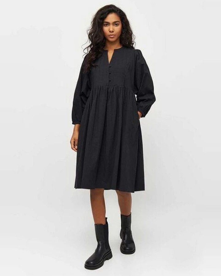 KnowledgeCotton Apparel Heavy Seersucker A-Shape Midi Dress - Bio-Baumwollmix